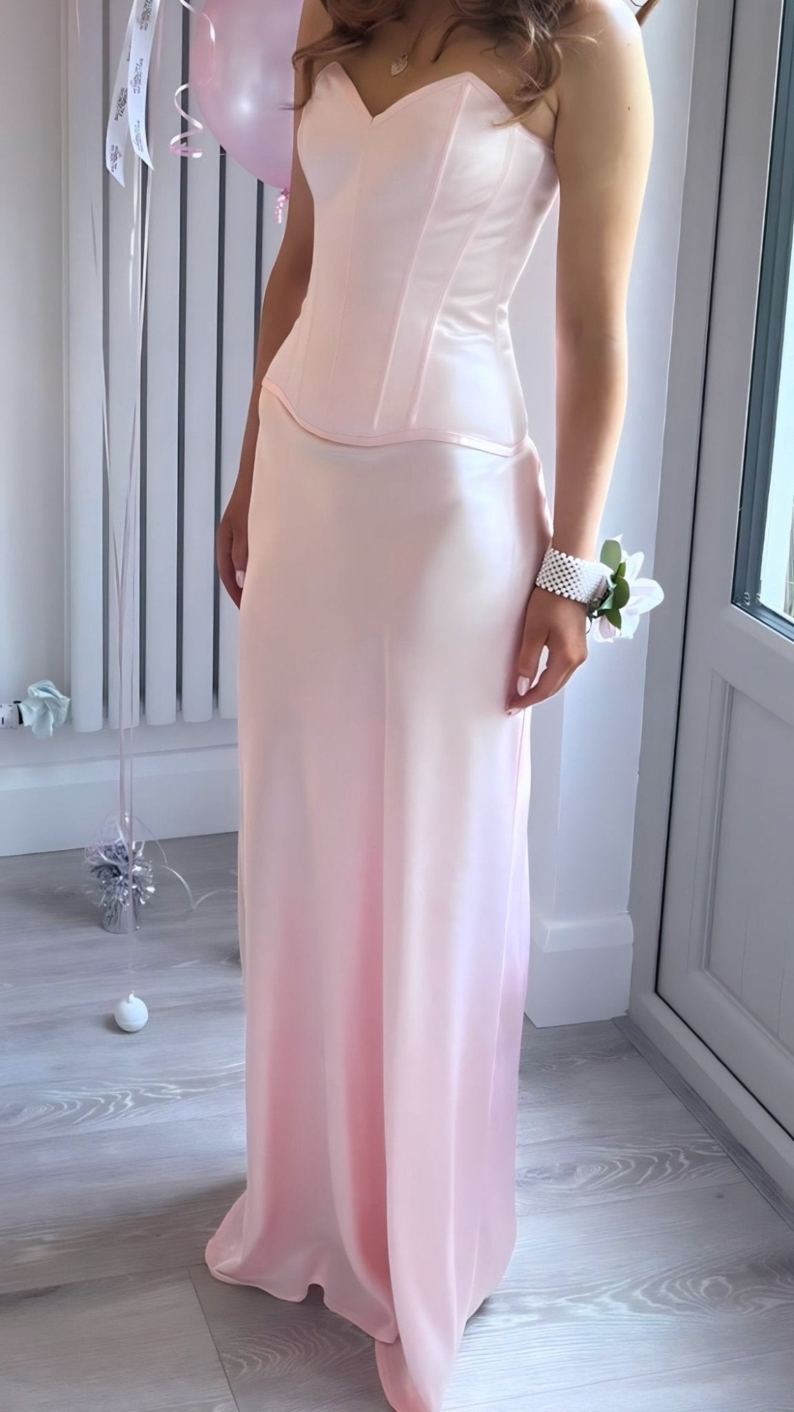 Pink Silk Set: Sweetheart Corset, Skirt & Scarf - Room 22