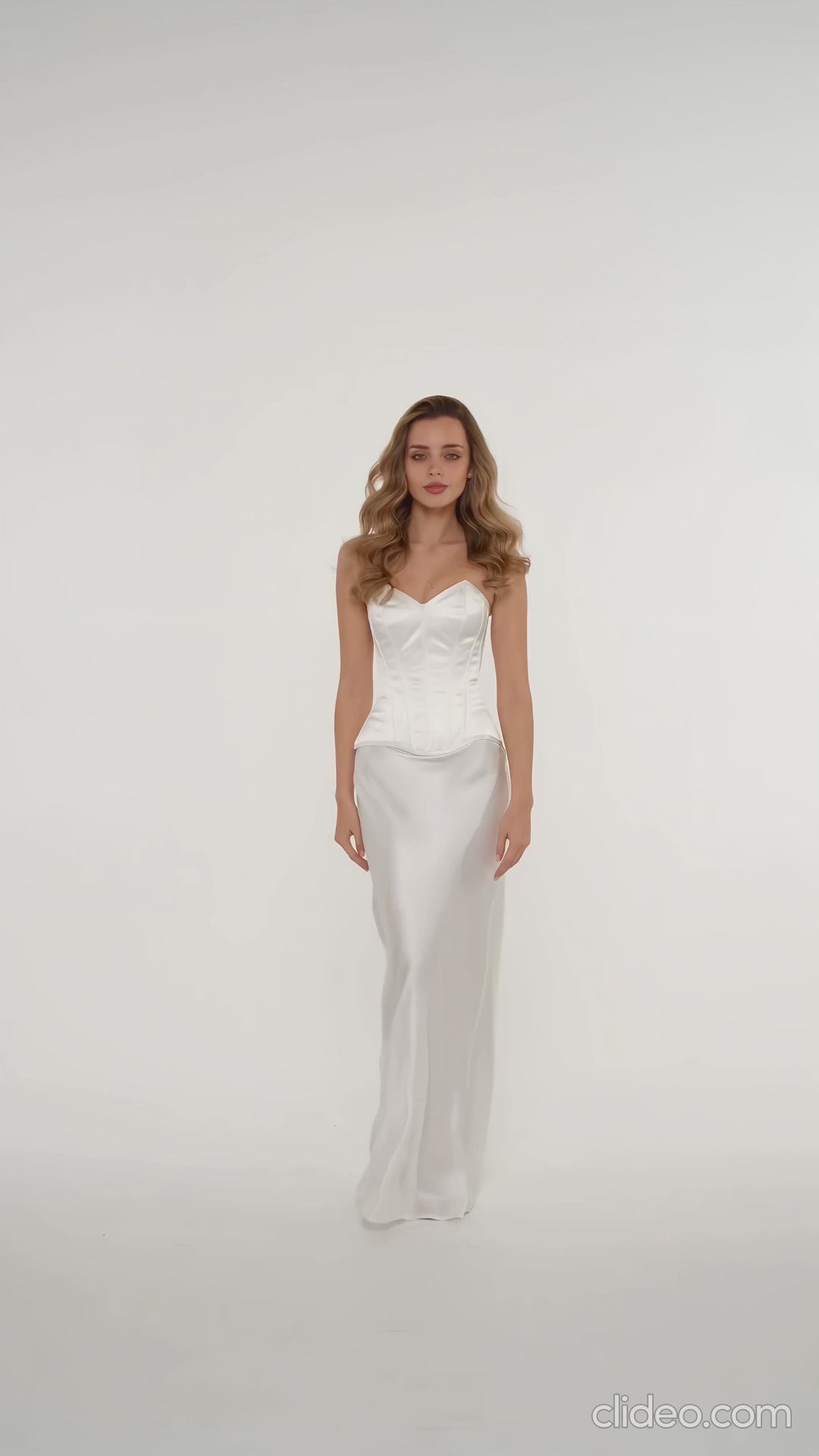 Ivory Silk Set: Sweetheart Corset, Skirt & Scarf