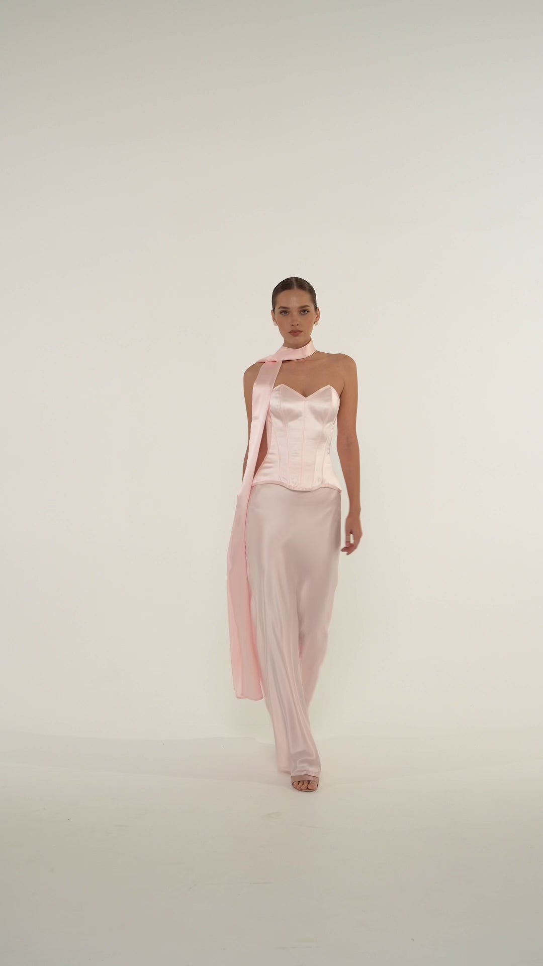Pink Silk Set: Sweetheart Corset, Skirt & Scarf