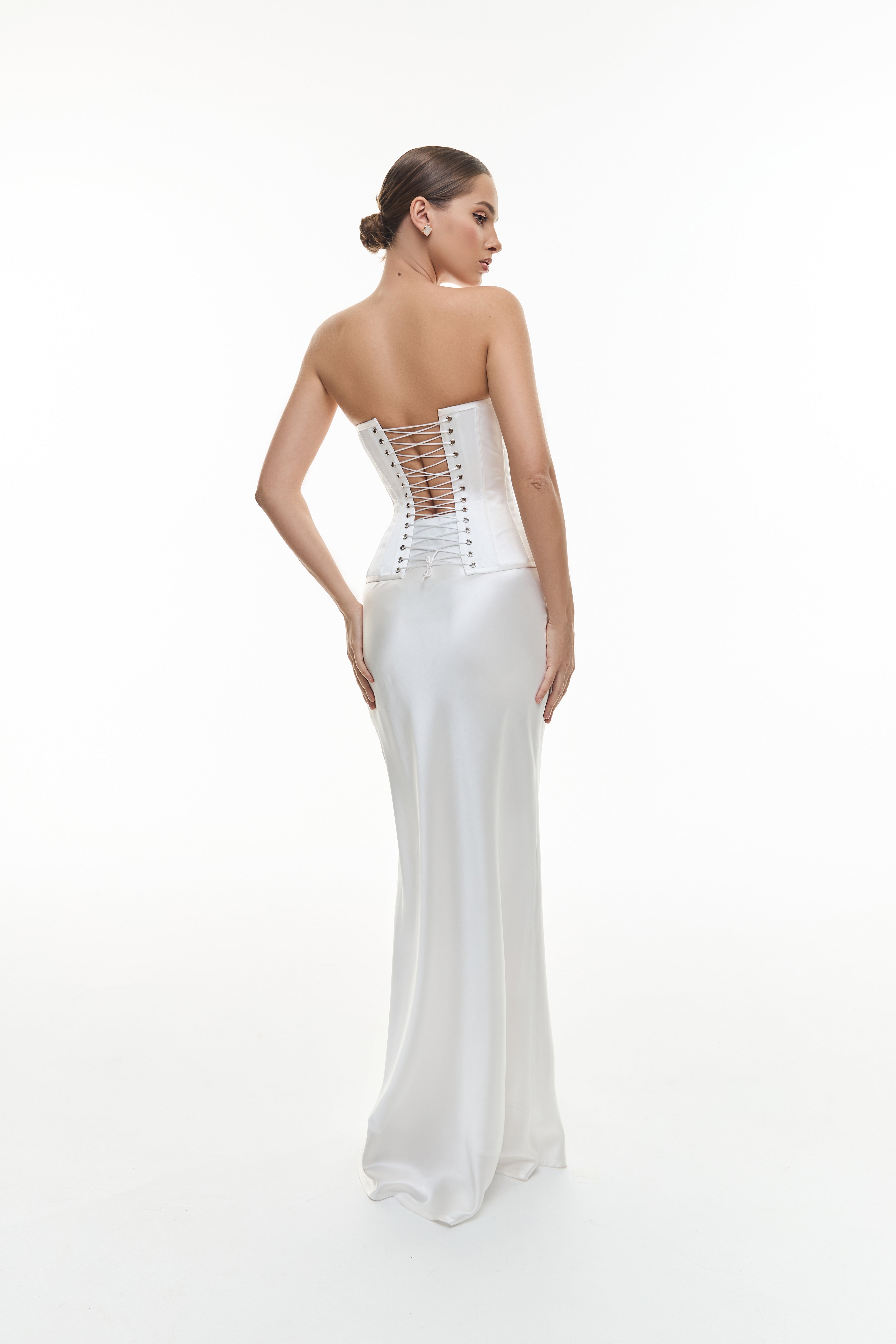 Ivory Silk Set: Sweetheart Corset, Skirt & Scarf