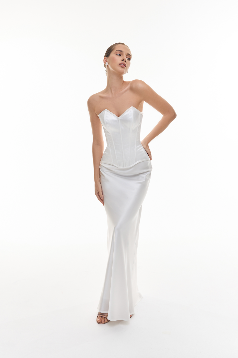 Ivory Silk Set: Sweetheart Corset, Skirt & Scarf