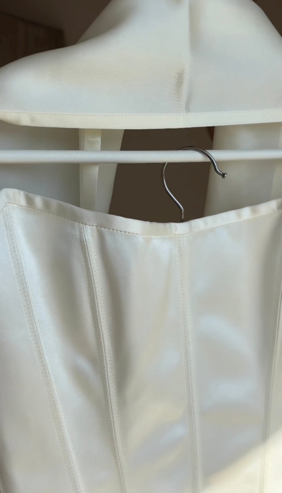 Cream Silk Set: Scoop Neck Corset, Mini Skirt & Scarf