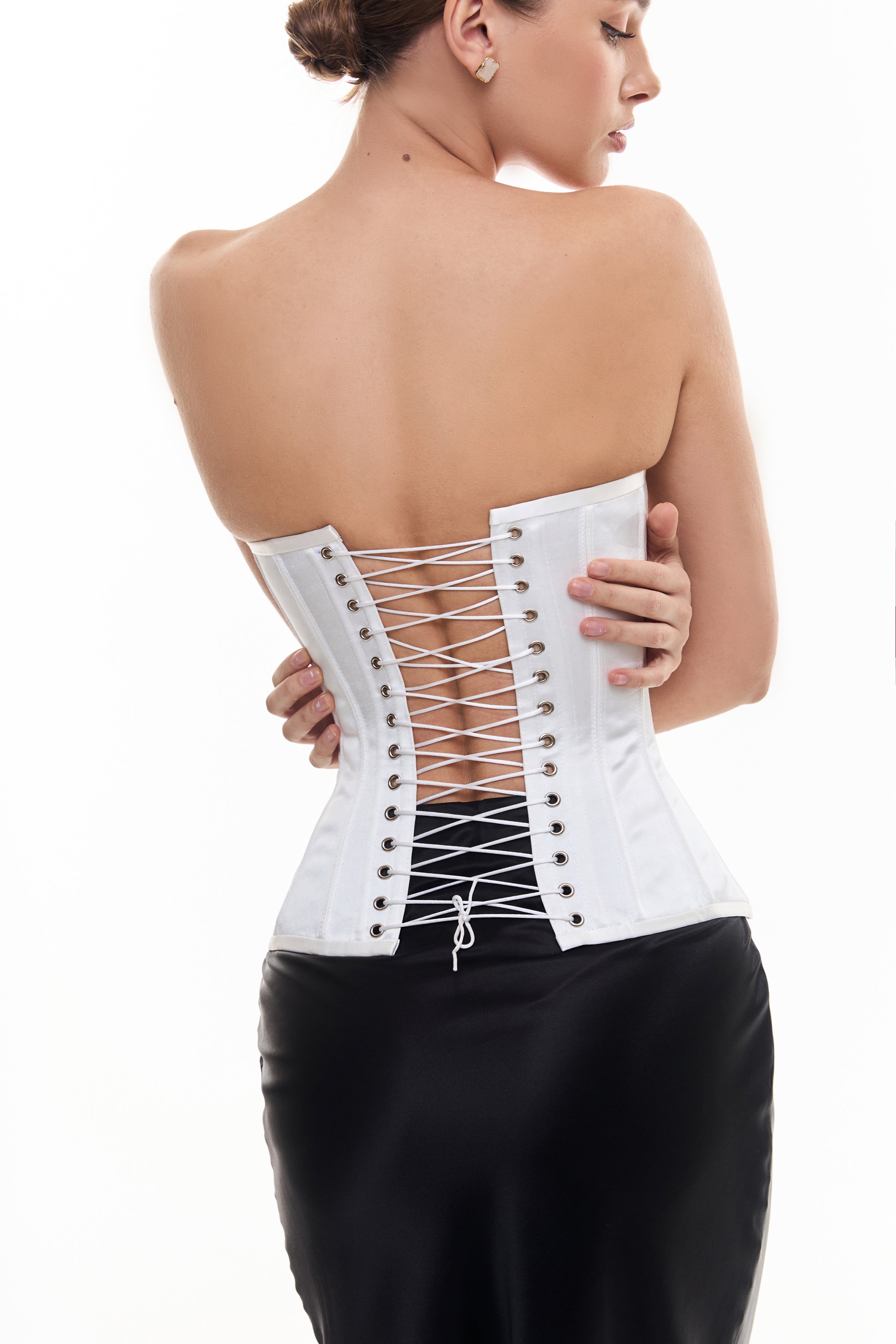 Silk Sweetheart Neckline Corset in Ivory