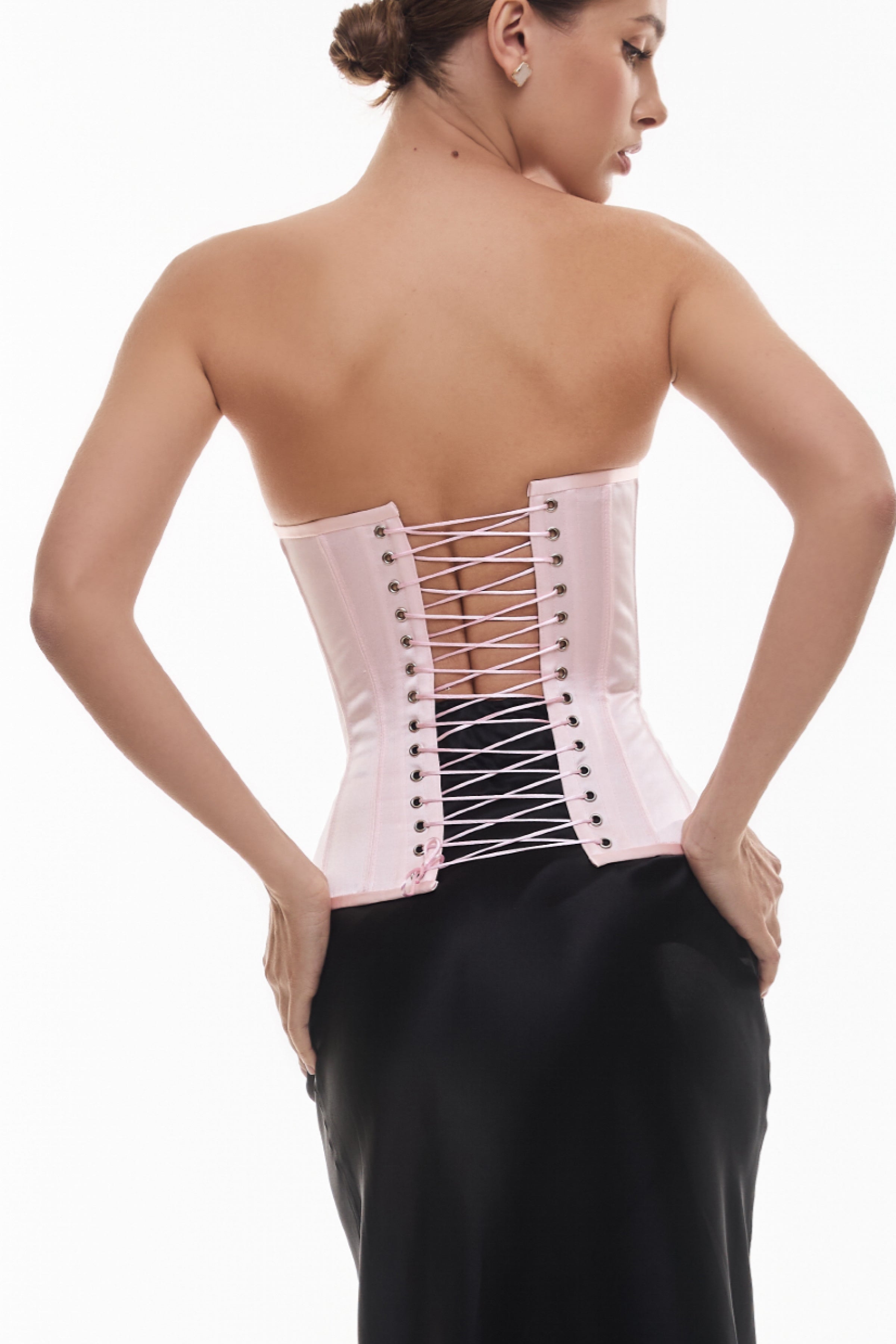 Silk Sweetheart Neckline Corset in Pink