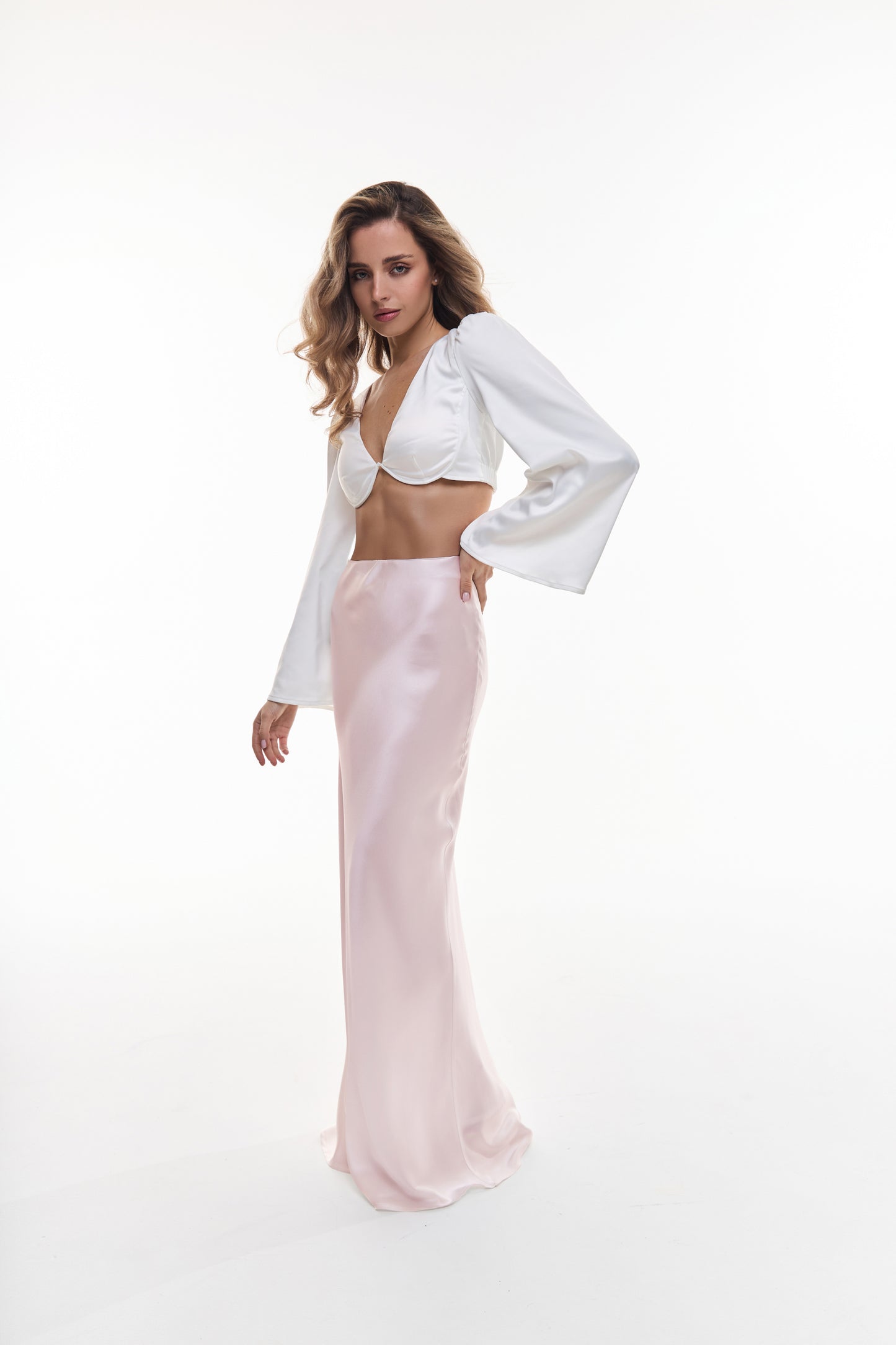 Maxi Silk Skirt in Pink